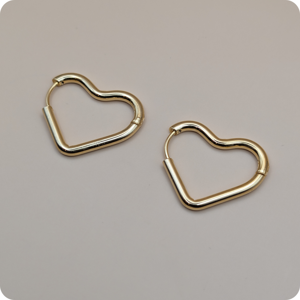 Boucles d'oreilles grand cœur plaquées or 14 carats