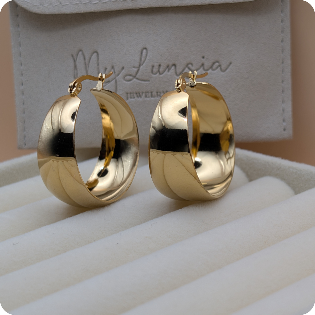 14k Gold plated chunky oval hoops
