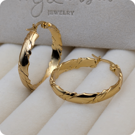 14k Gold plated slim flat hoops