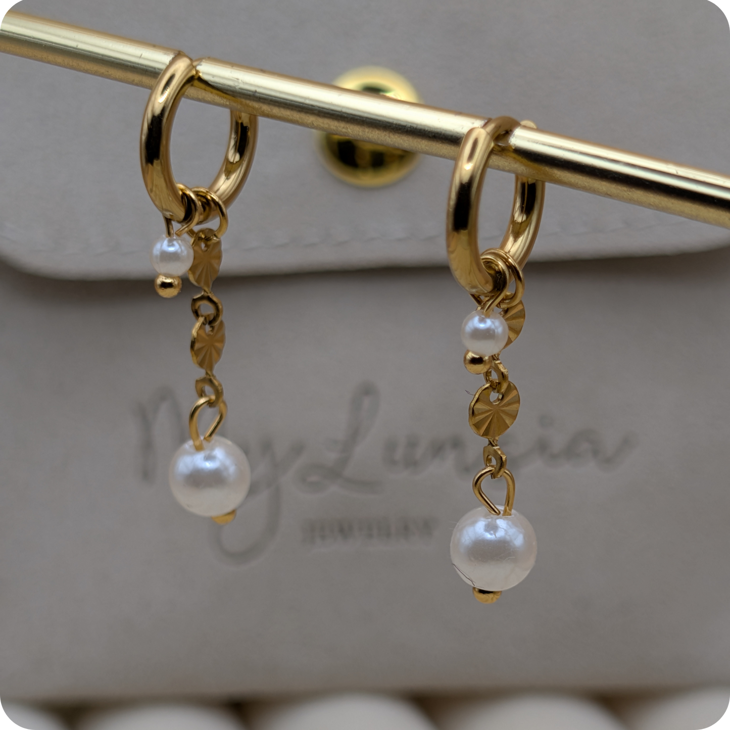 Boucles d'oreilles en perles plaquées or 14 carats
