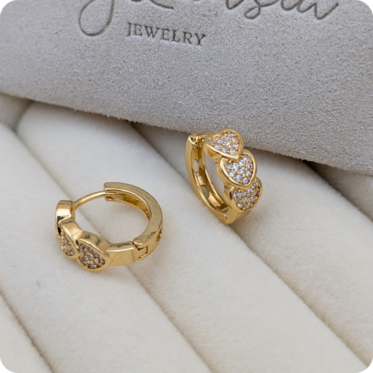 14k Gold plated triple heart earrings