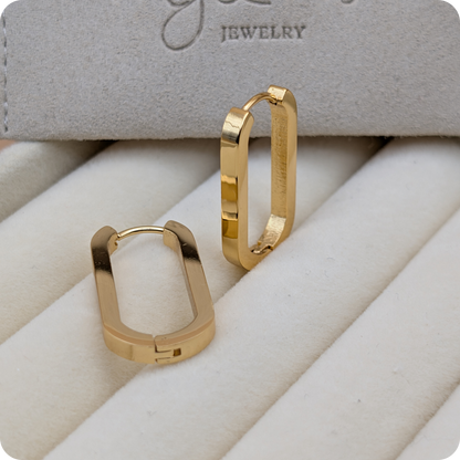 Boucles d'oreilles ovales plaquées or 14 carats