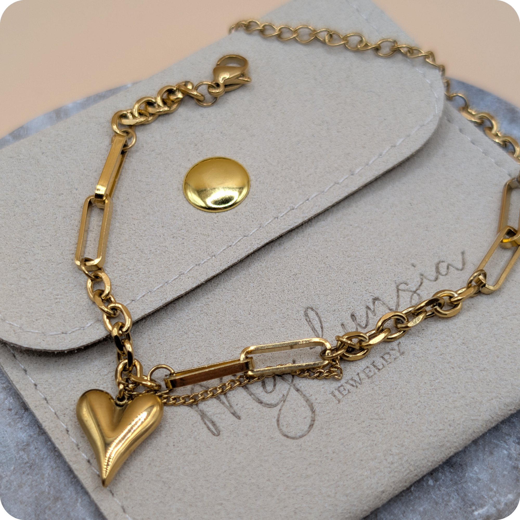 14k Gold plated heart bracelet