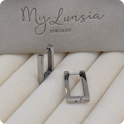 Silver plated square earrings
