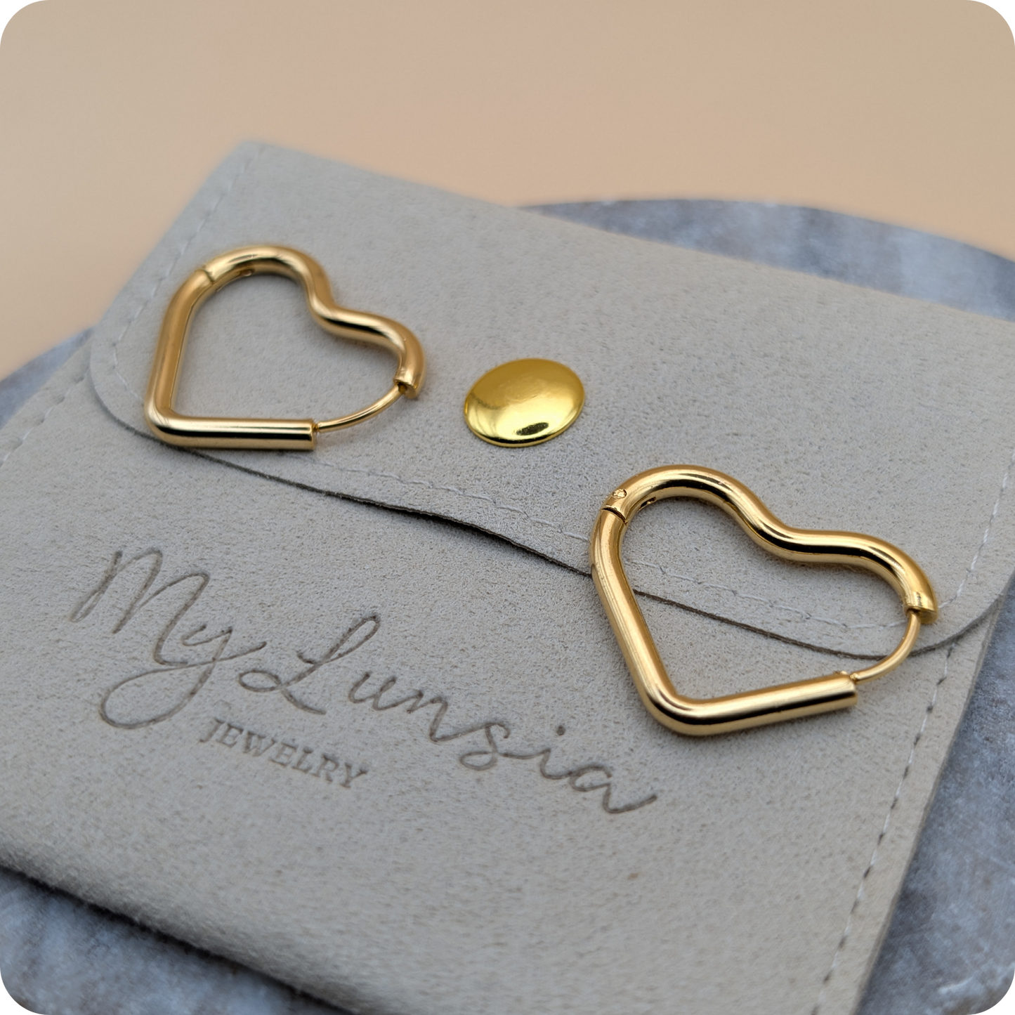 14k Gold plated big heart oorbellen