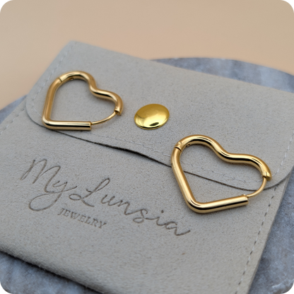 14k Gold plated big heart oorbellen