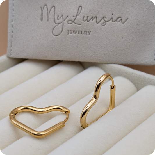 14k Gold plated big heart oorbellen