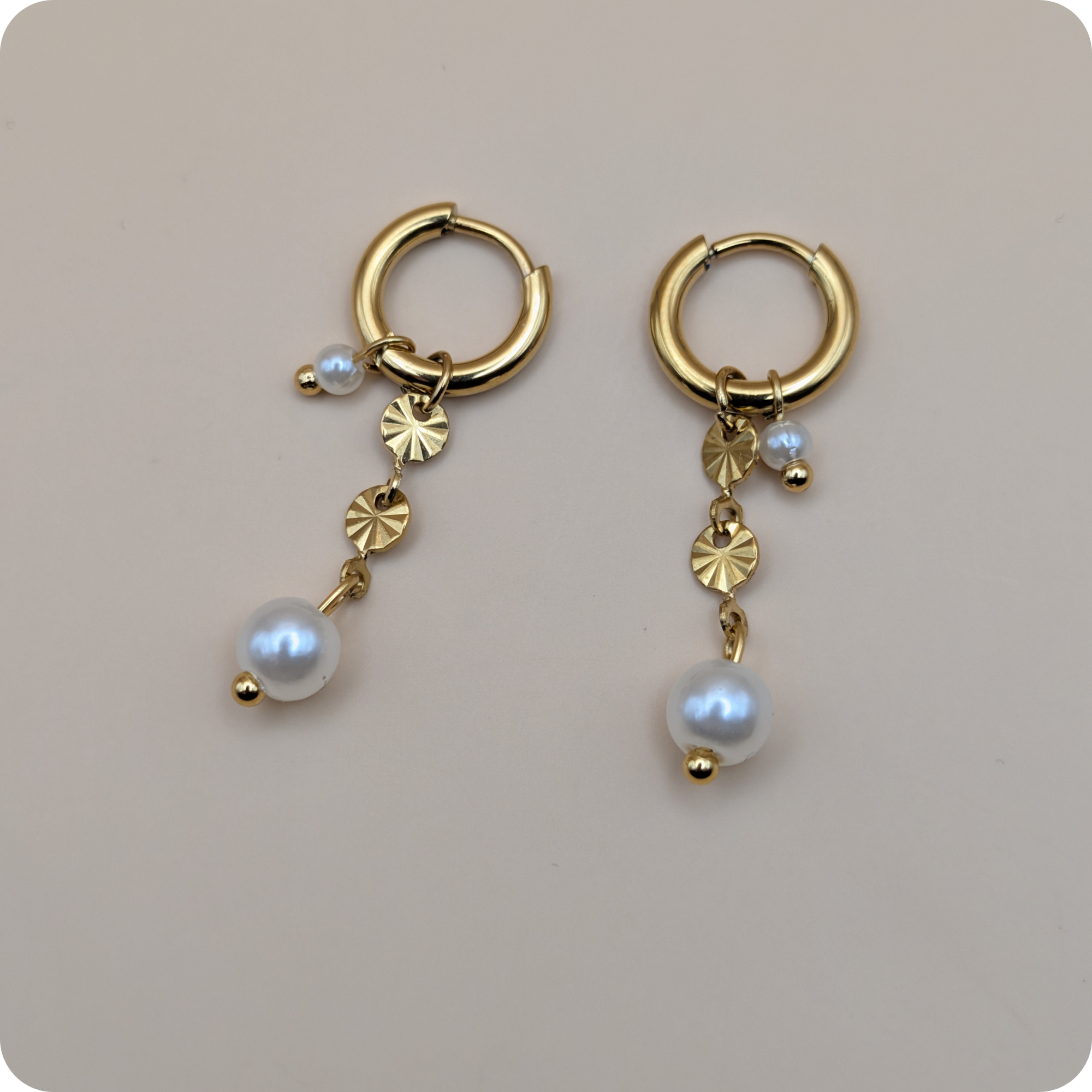14k Gold plated parel oorbellen