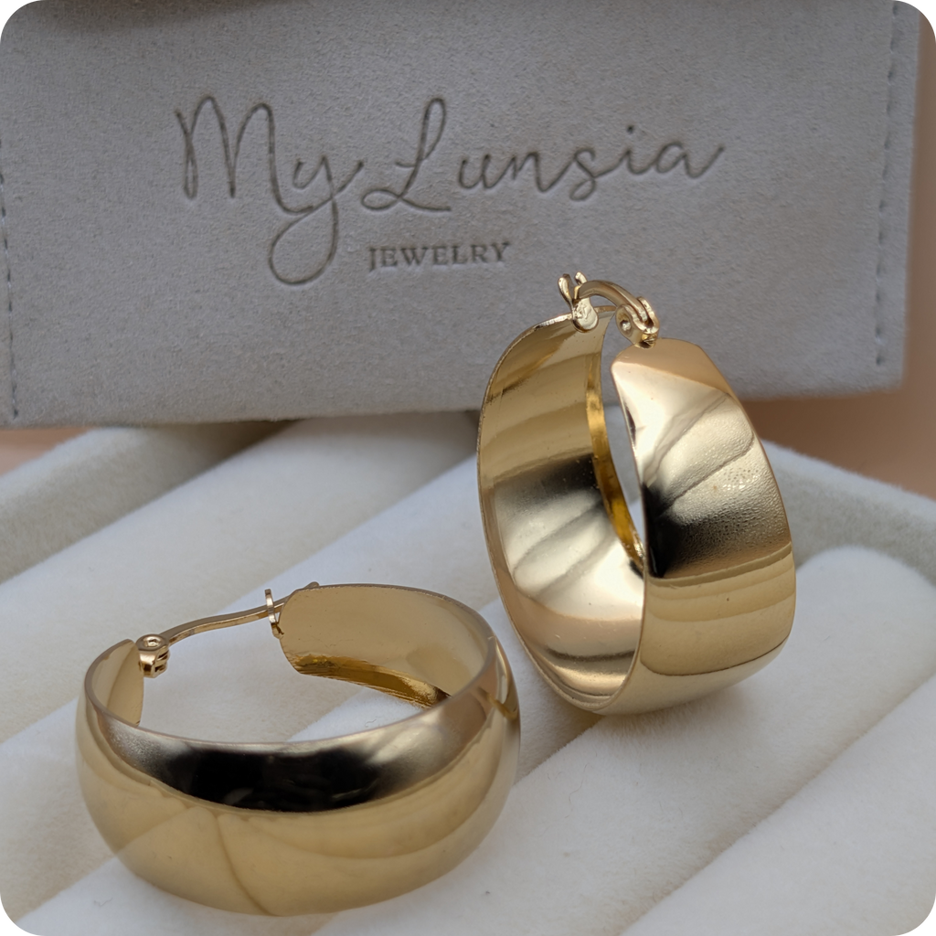 14k Gold plated chunky oval hoops