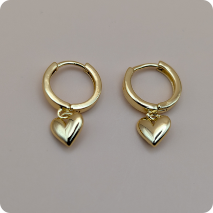 14k Gold plated heart earrings