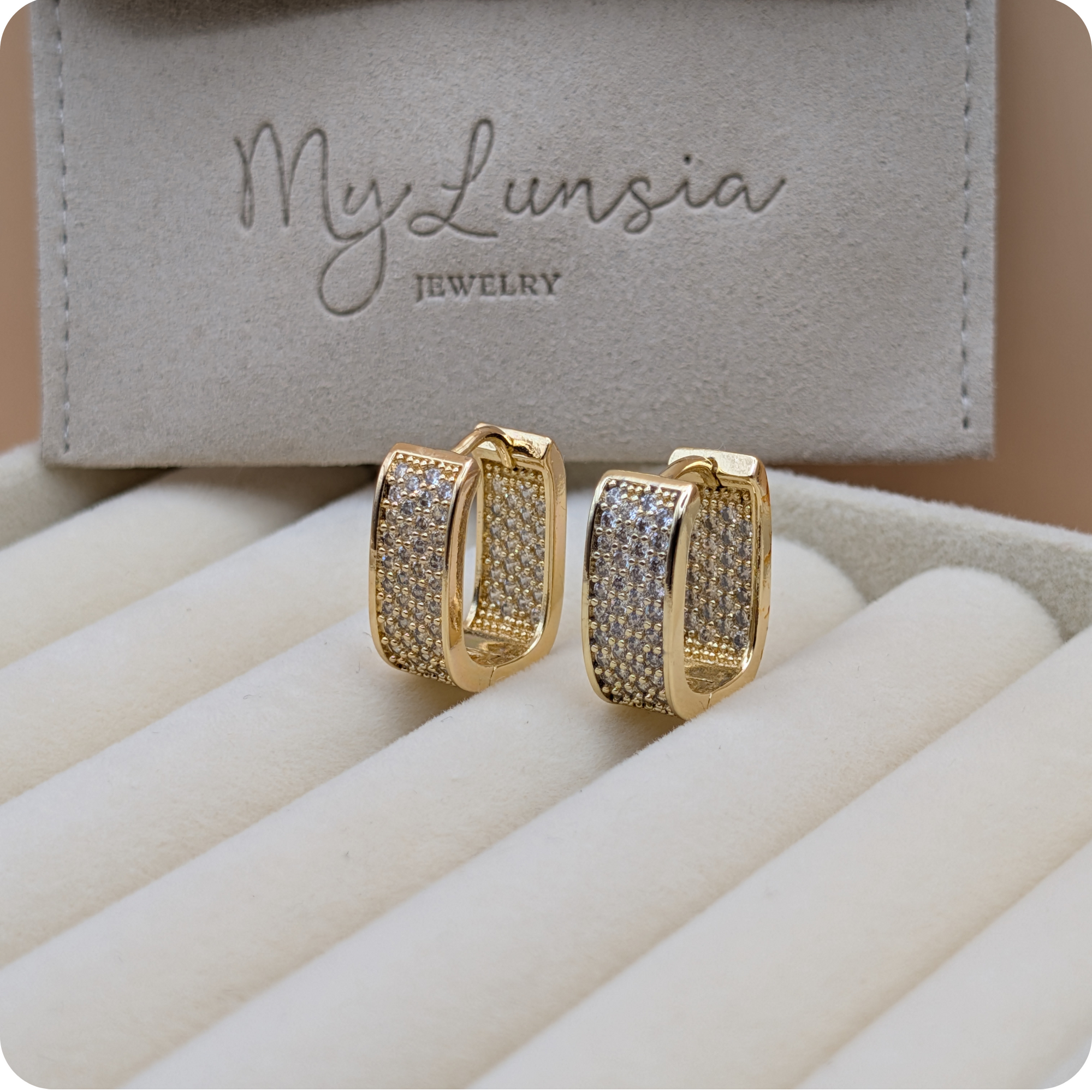 Boucles d'oreilles en zircone BIG plaquées or 14 carats