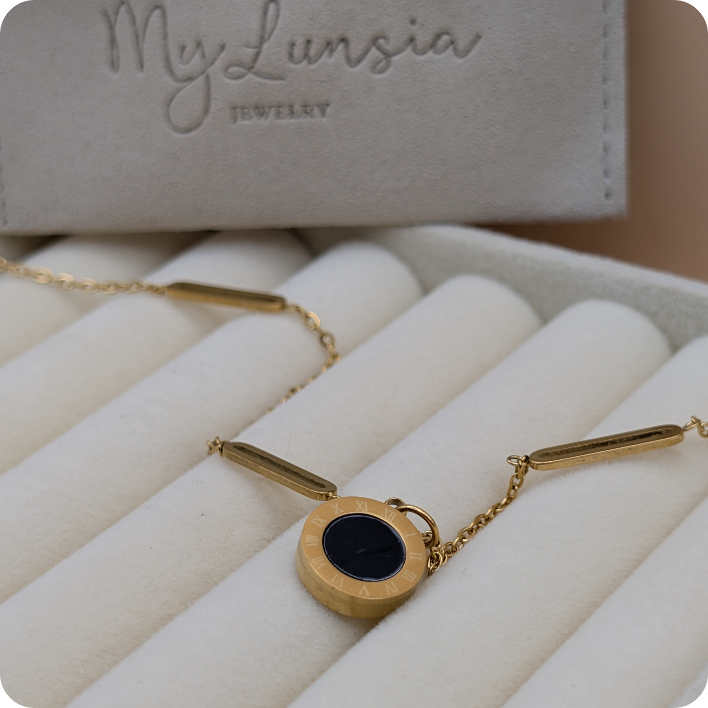 14k Gold plated black and white chain