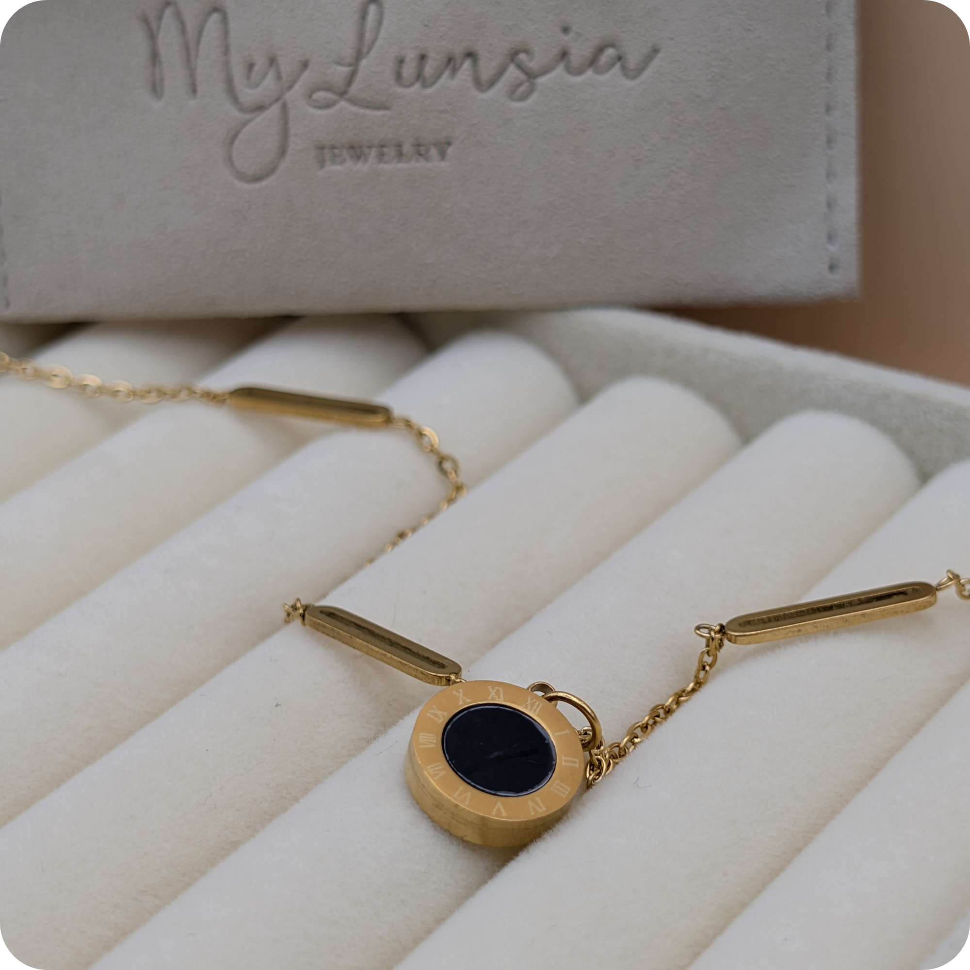 14k Gold plated black and white chain