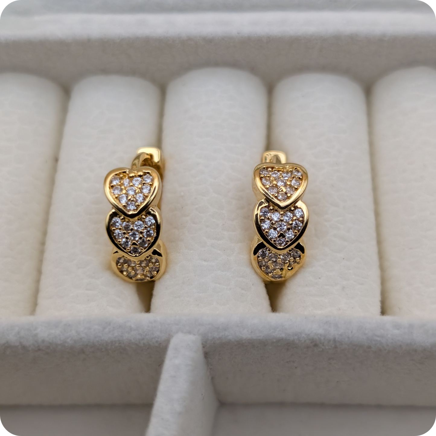 14k Gold plated triple heart earrings