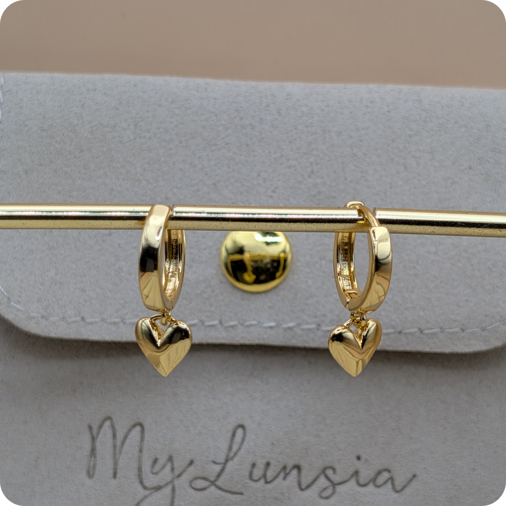 14k Gold plated heart earrings