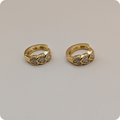 14k Gold plated triple heart earrings
