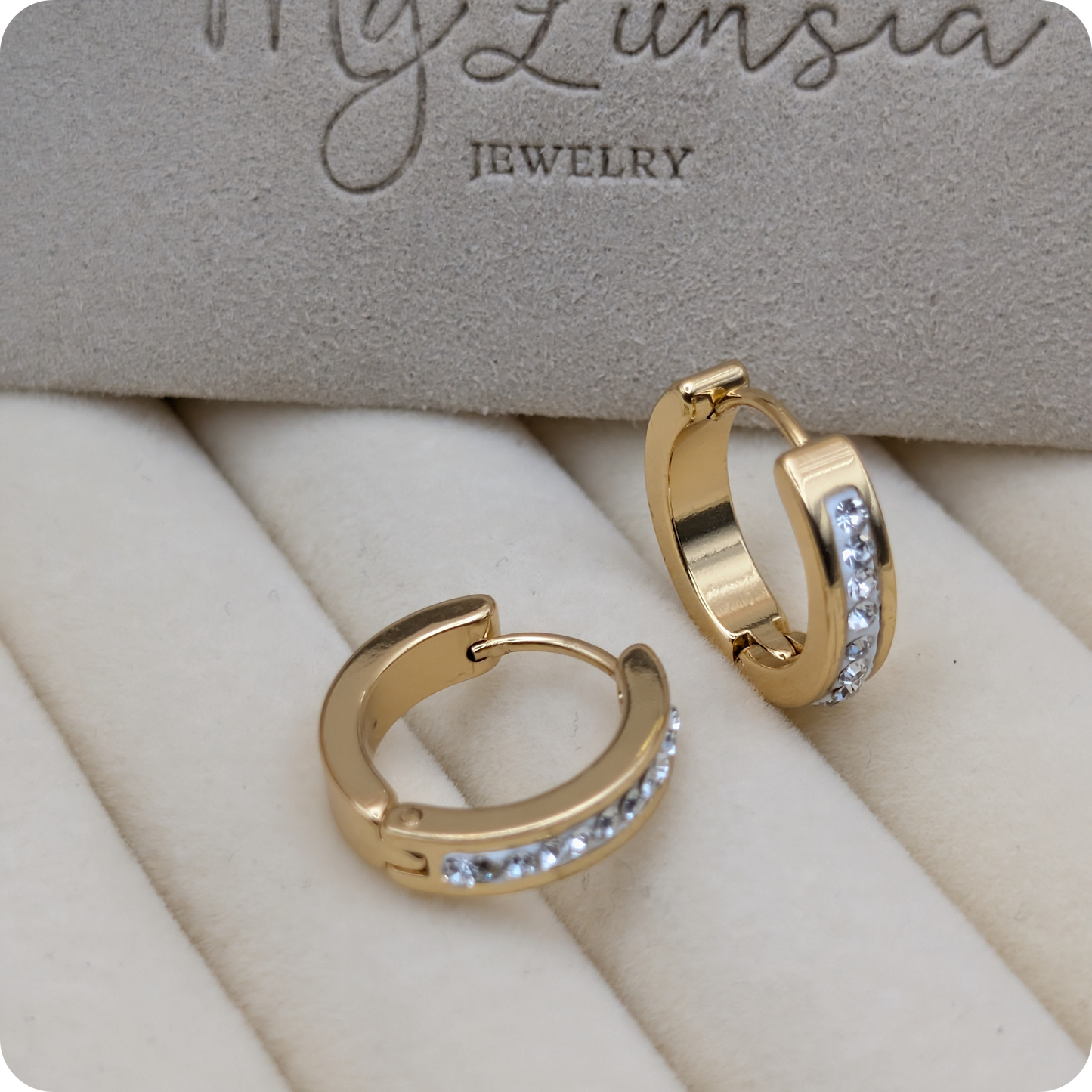 Boucles d'oreilles en zircone plaquées or 14 carats