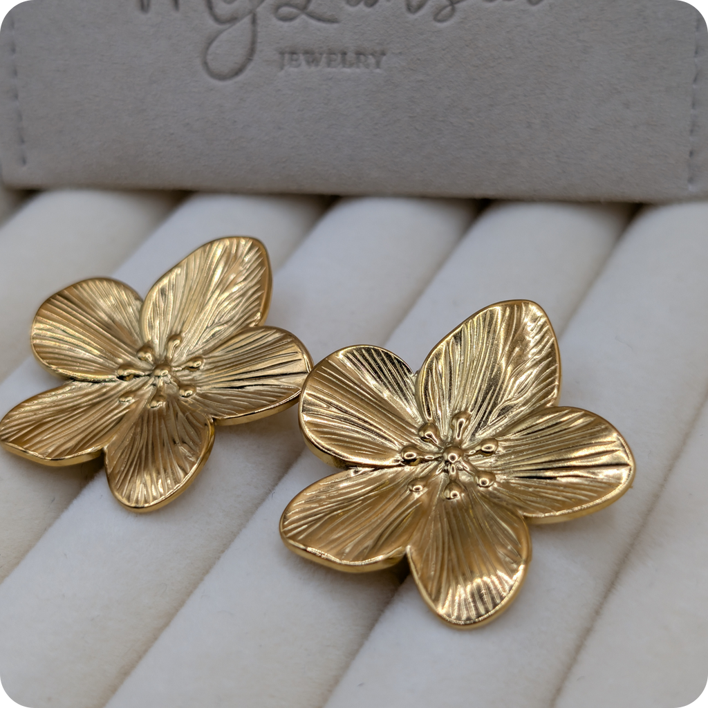 14k gold plated flower earrings