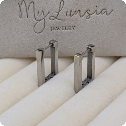 Silver plated square earrings