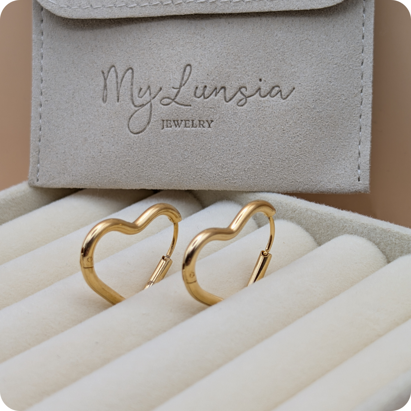 14k Gold plated big heart oorbellen