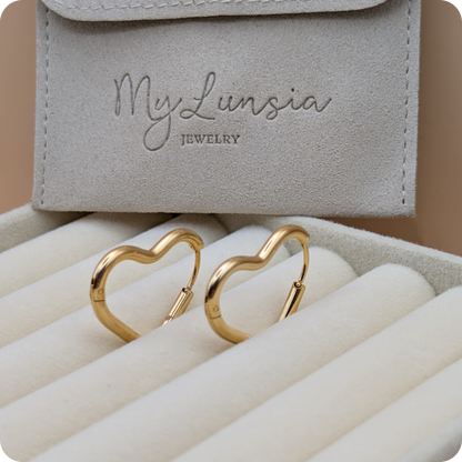 14k Gold plated big heart oorbellen