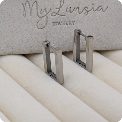 Silver plated square earrings