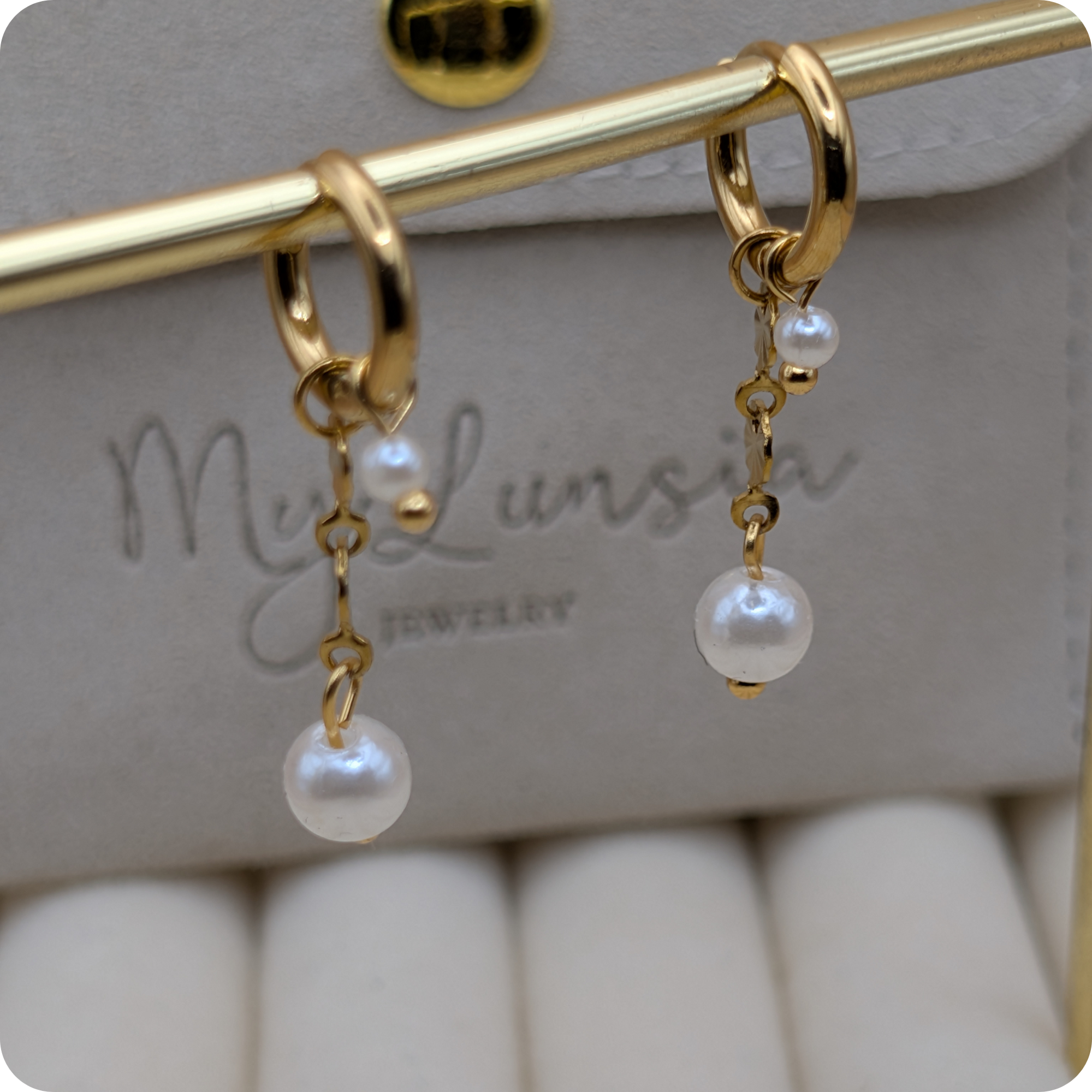 14k Gold plated parel oorbellen