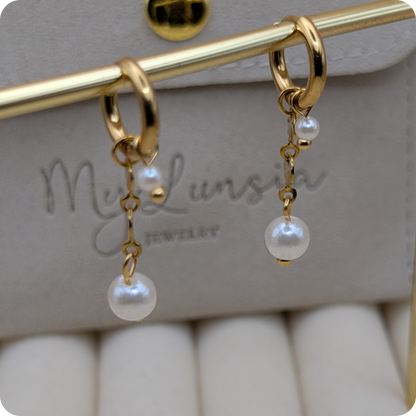 Boucles d'oreilles en perles plaquées or 14 carats