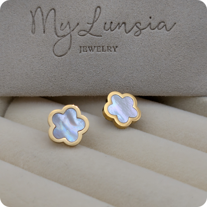 14k Gold plated mother of pearl earrings