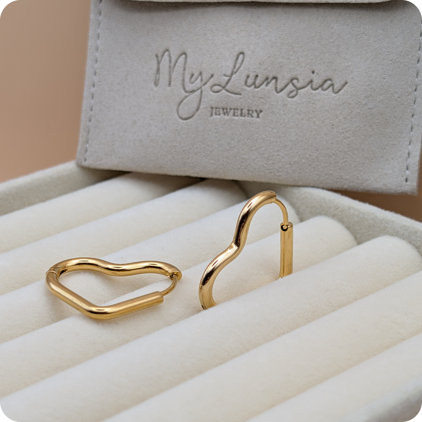 14k Gold plated big heart oorbellen