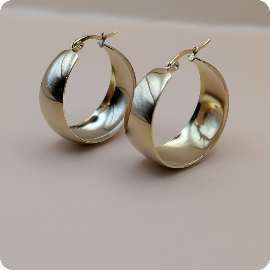 14k Gold plated chunky oval hoops