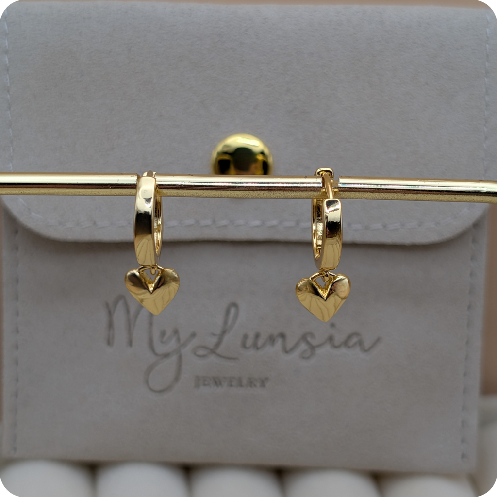 14k Gold plated heart earrings