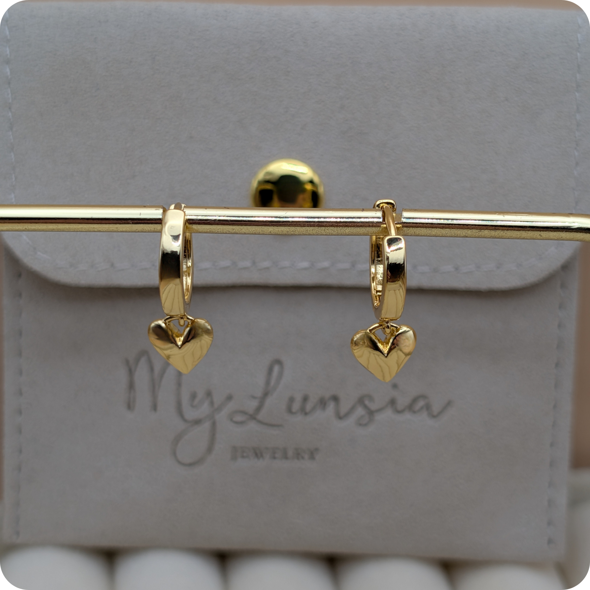 Boucles d'oreilles cœur plaquées or 14 carats