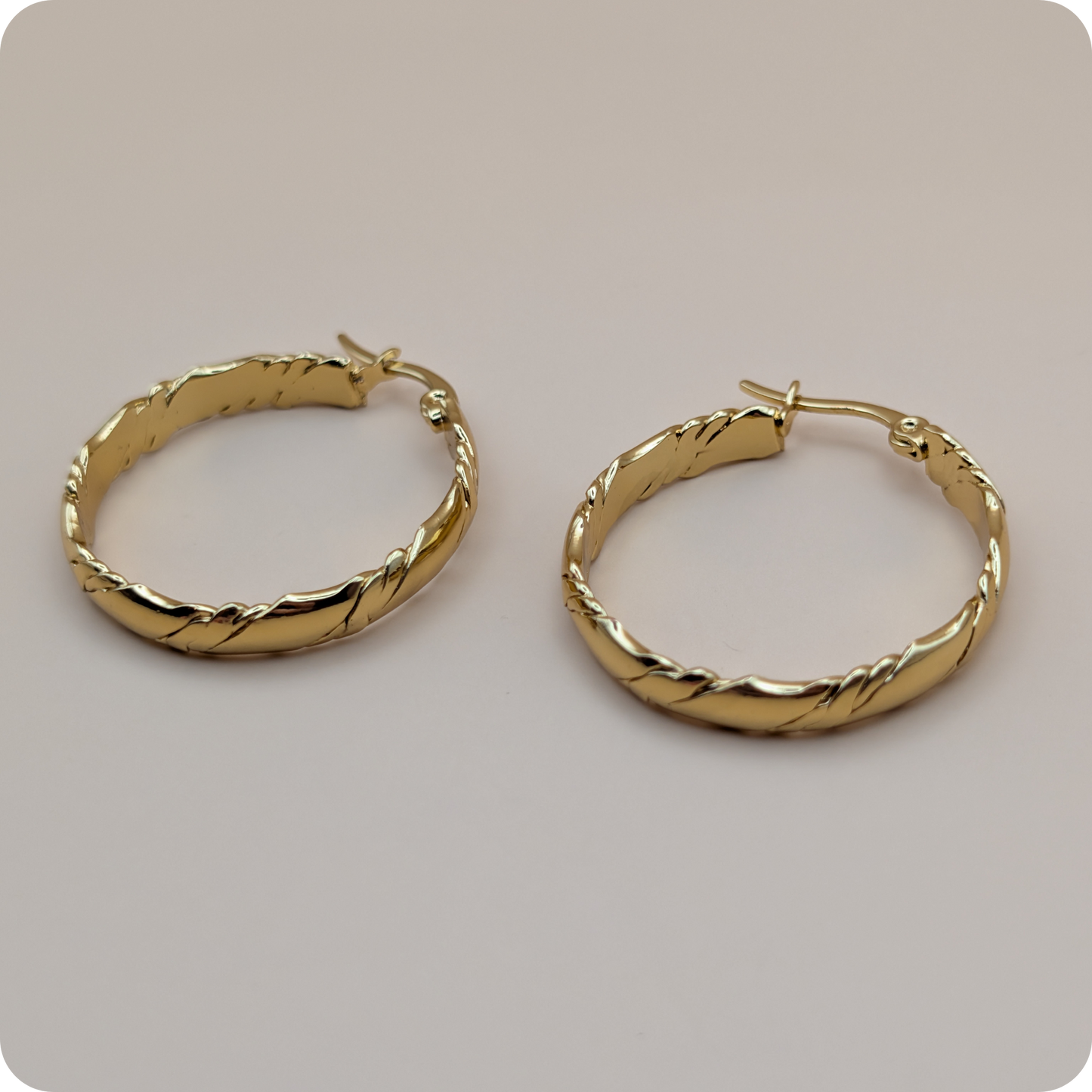 14k Gold plated slim flat hoops