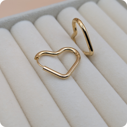 14k Gold plated big heart oorbellen