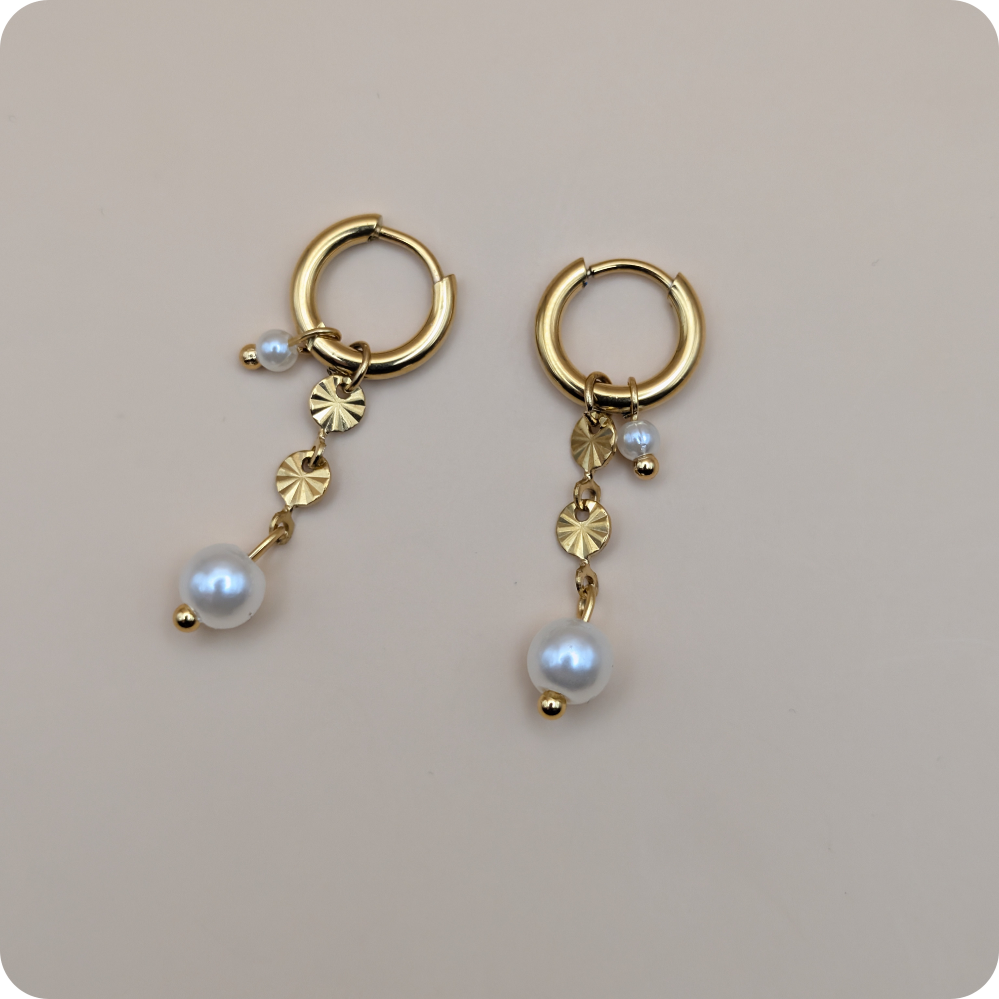 14k Gold plated parel oorbellen
