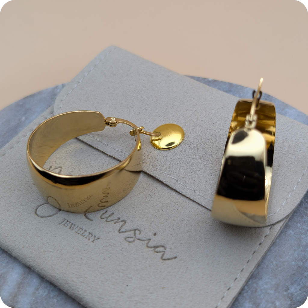 14k Gold plated chunky oval hoops