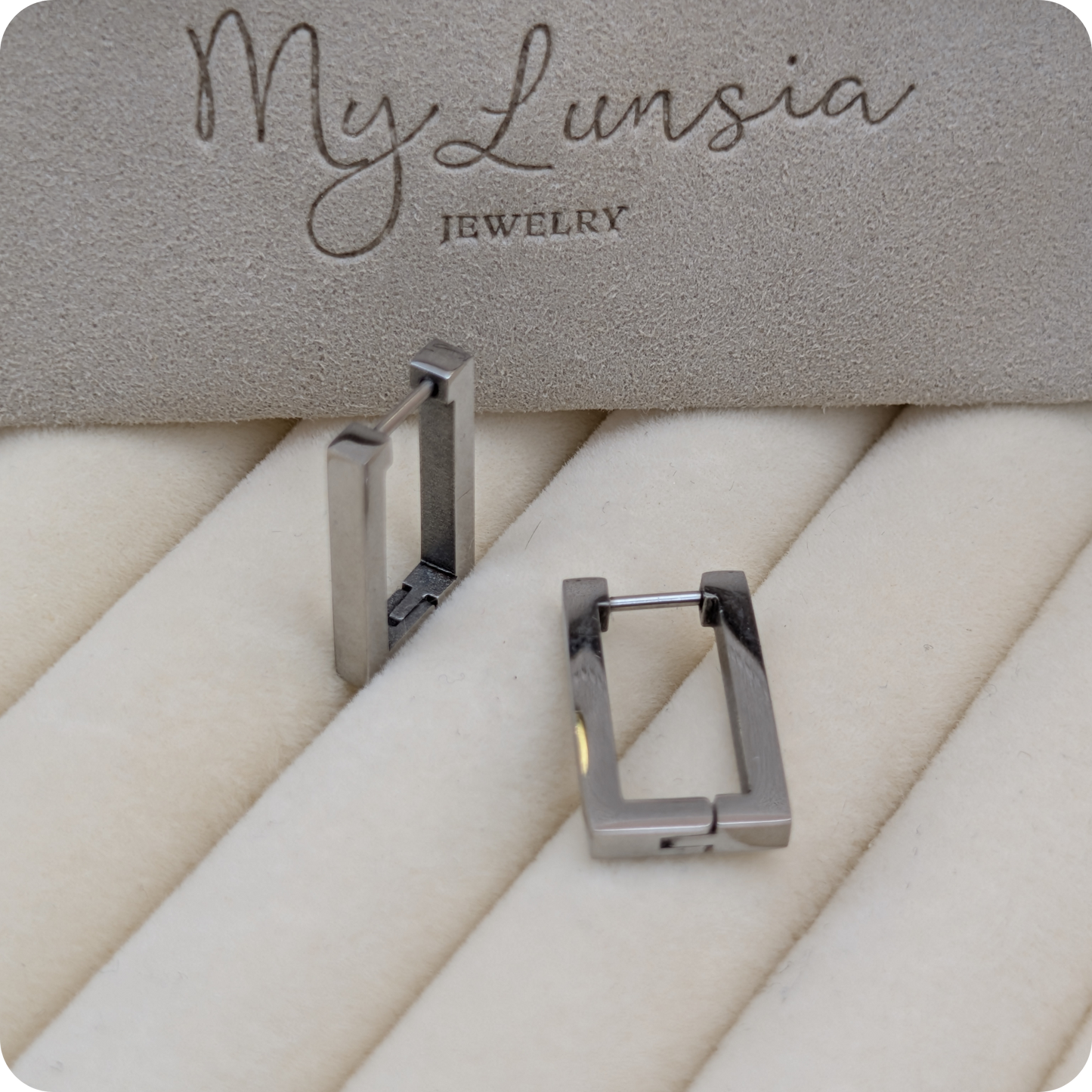Silver plated square earrings