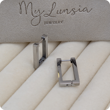 Silver plated square earrings