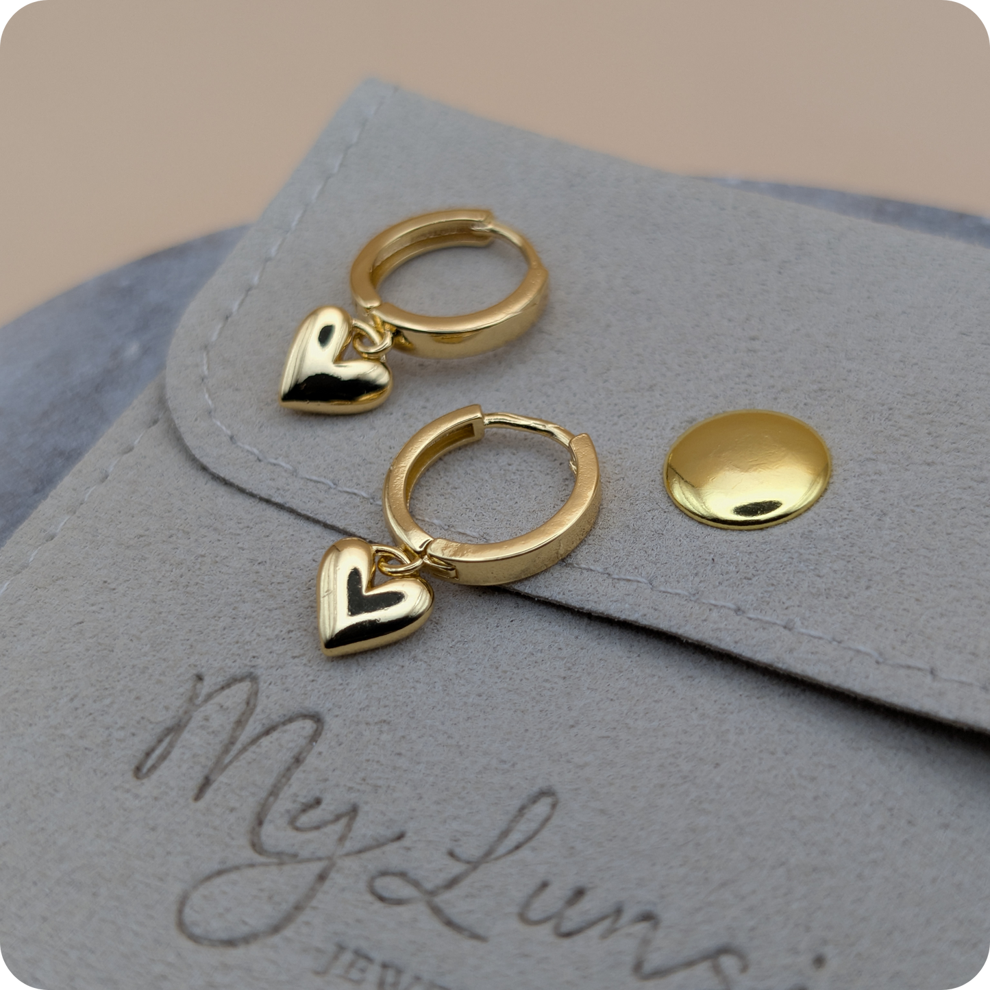 14k Gold plated heart earrings