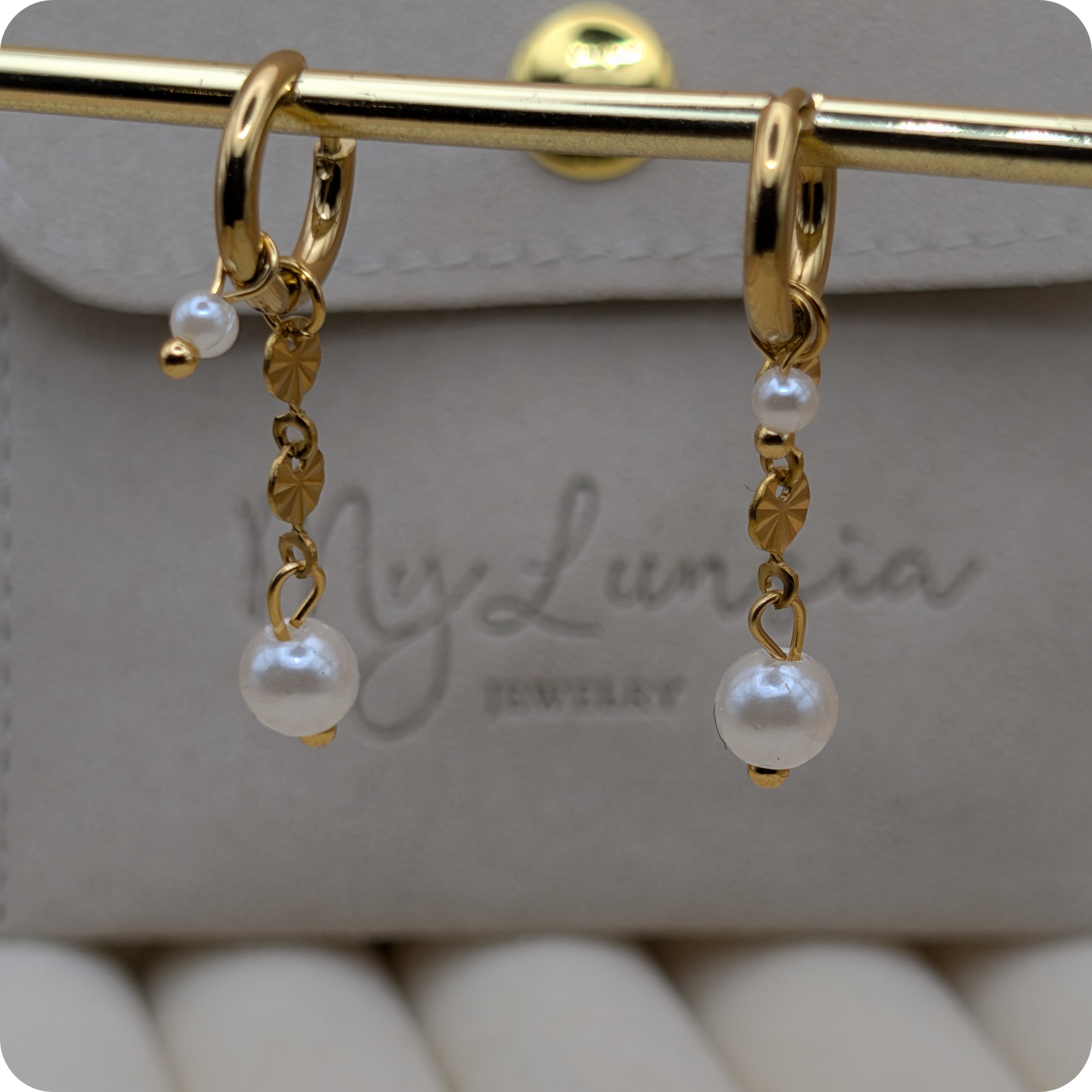 14k Gold plated parel oorbellen