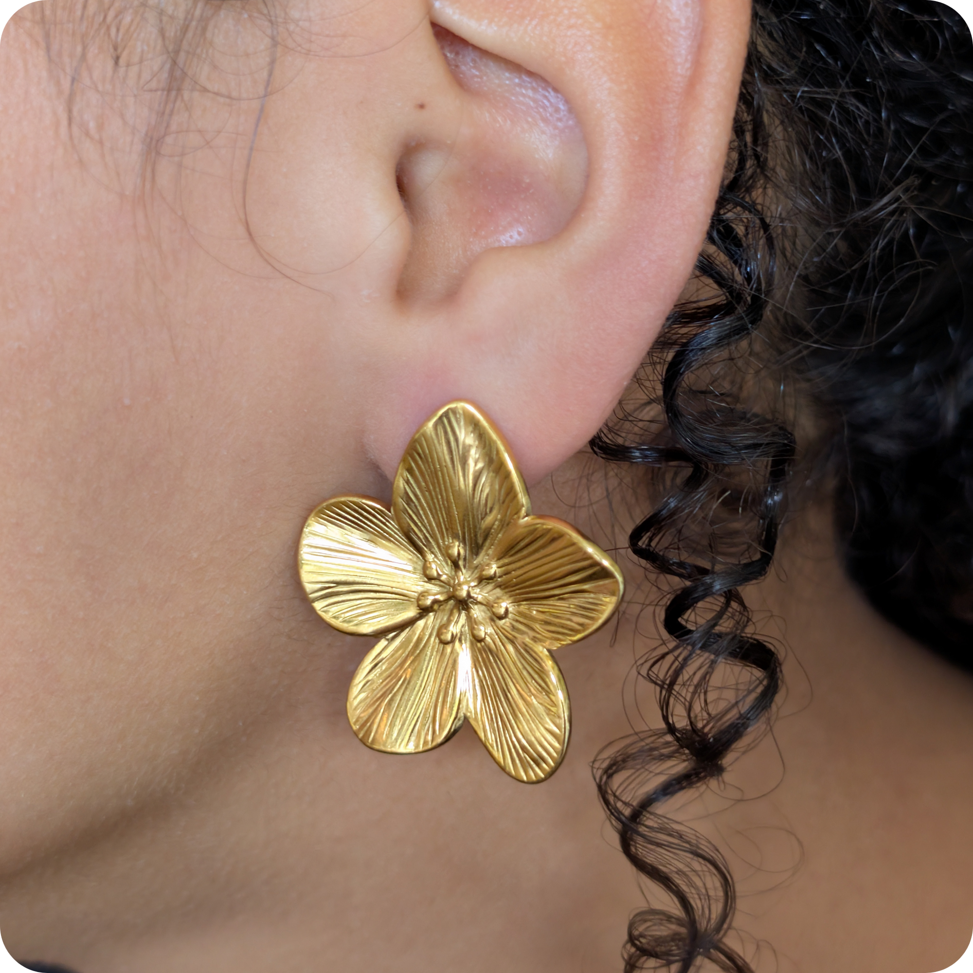 14k gold plated flower earrings