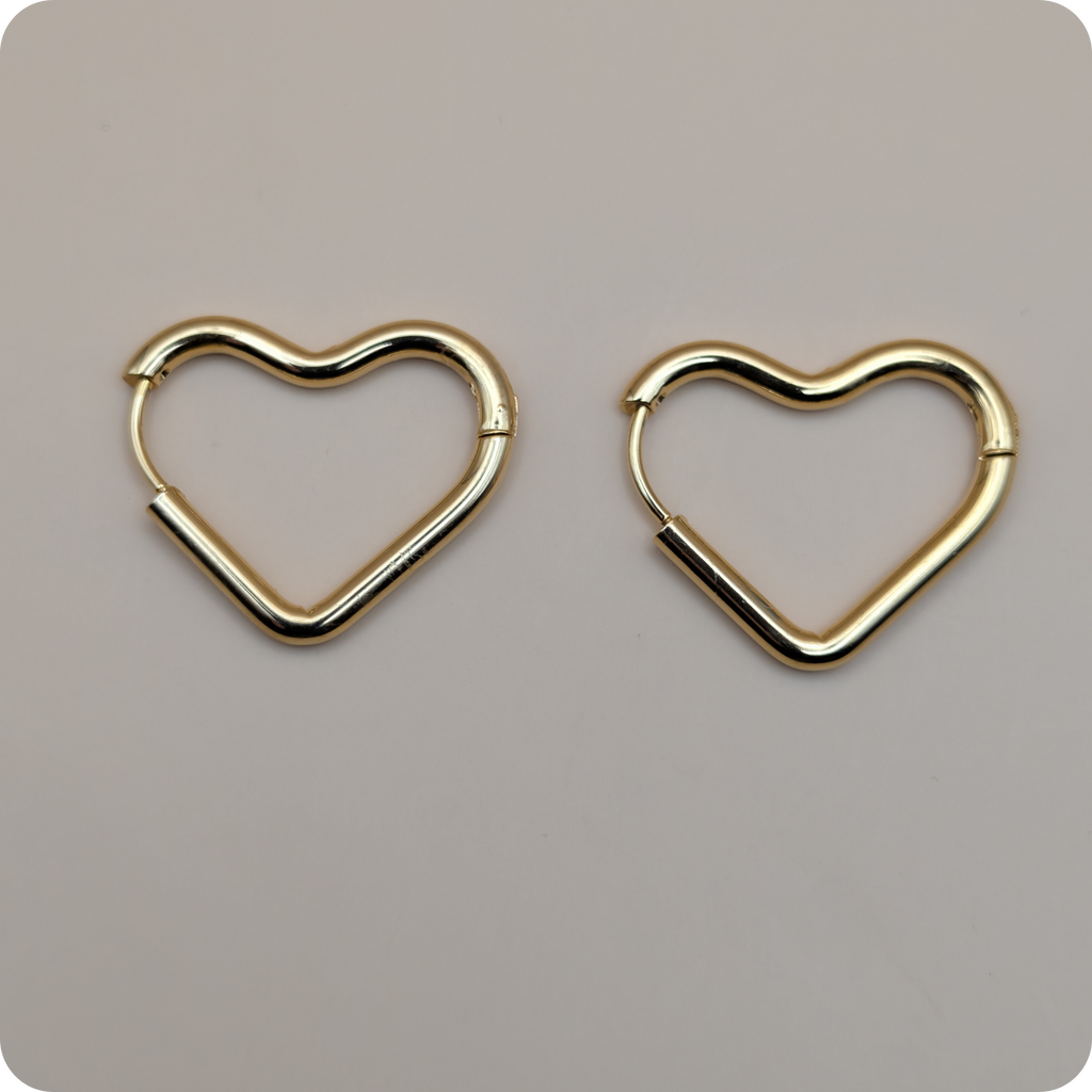 Boucles d'oreilles grand cœur plaquées or 14 carats