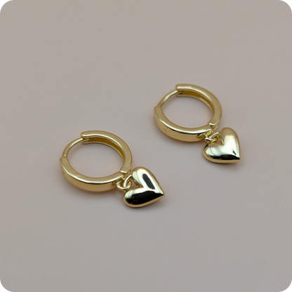 14k Gold plated hartjes oorringen