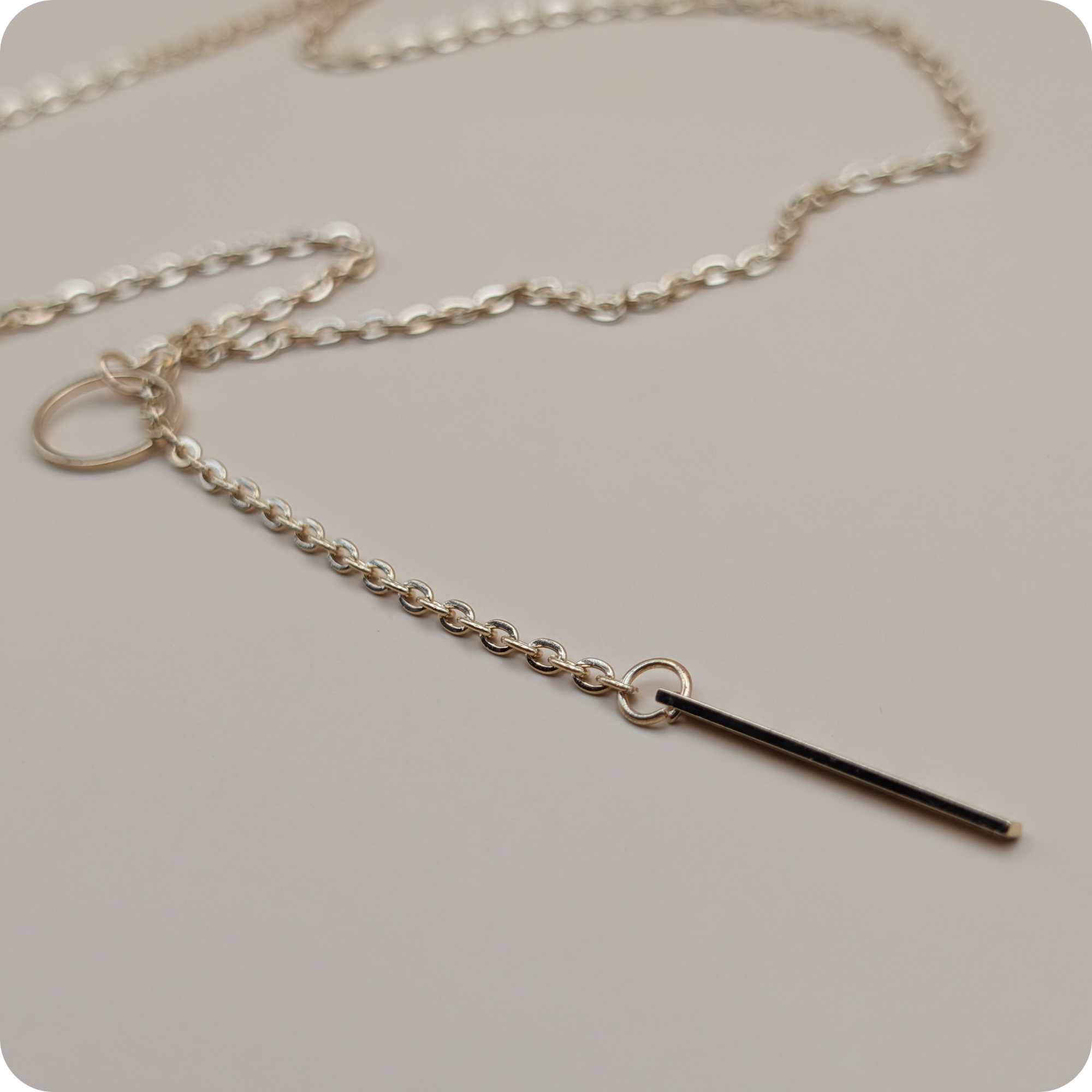 14k Gold plated chain circle & bar