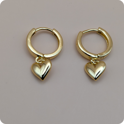 14k Gold plated hartjes oorringen