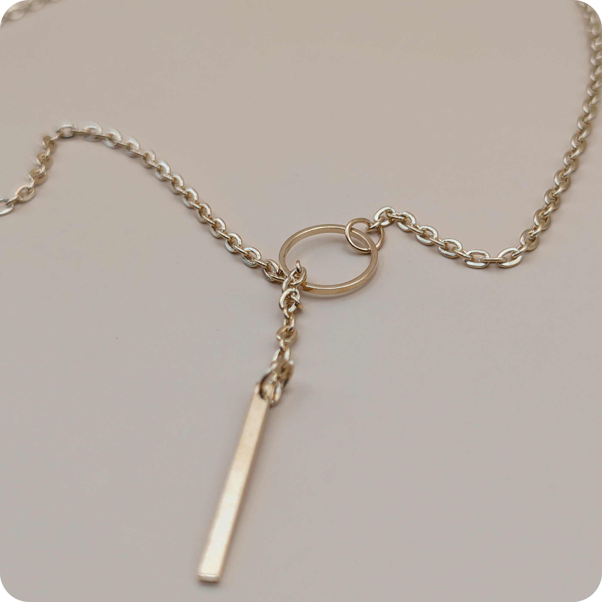 14k Gold plated chain circle & bar