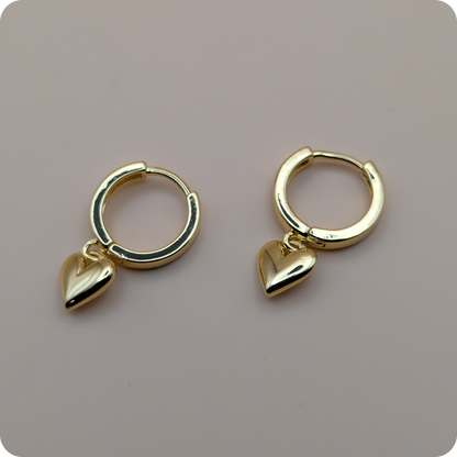 14k Gold plated hartjes oorringen