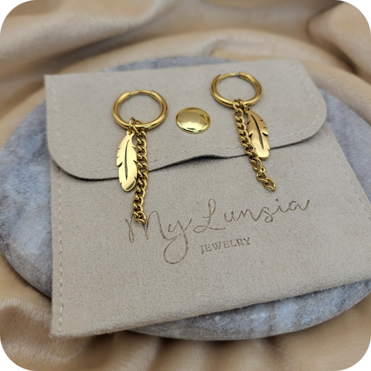 Gold plated feather earrings