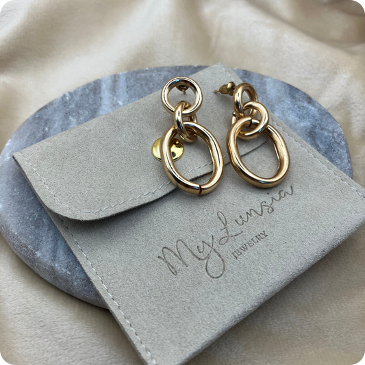 Gold plated link earrings